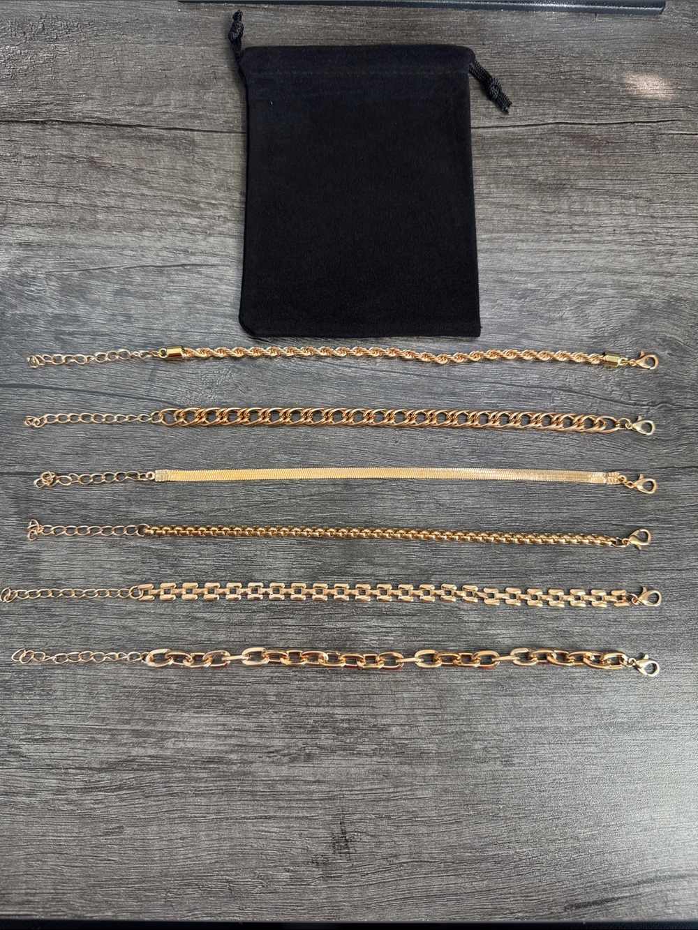 6 pcs Gold Tone Layered Bracelet Set for Women - six Piece adjustable brand new